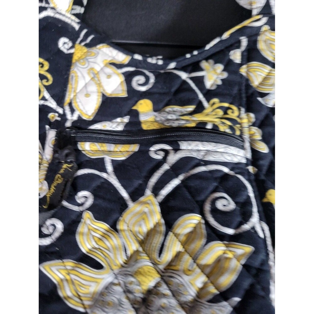 Vera Bradley Tote Bag Women Small Black Yellow Excellent Yellow Bird Quilted Bag - Picture 8 of 9